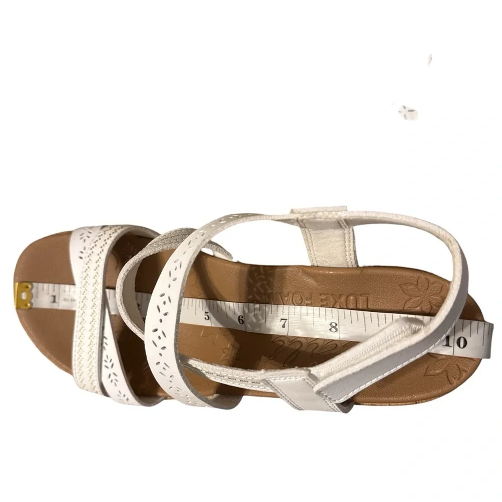 Skechers Cali White Luxe Memory Foam Comfortable Cork Wedge Sandals White 9.5–10